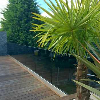 Outdoor decking with glass balustrade