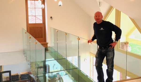 39mm thick toughened laminated glass walkway and 12mm toughened balustrade panels in Averham, Nottinghamshire