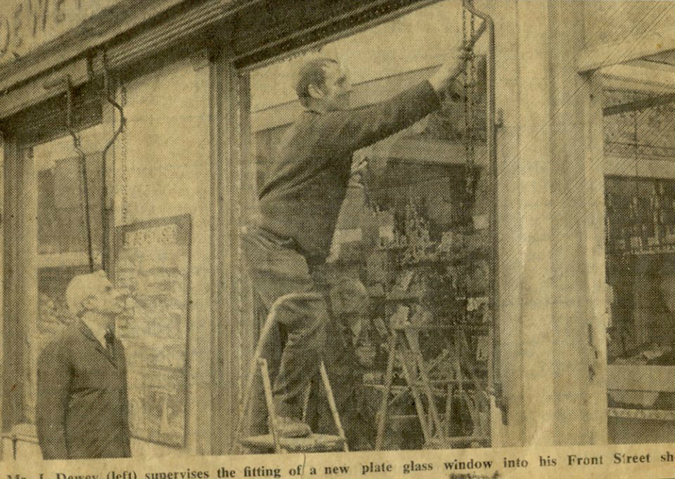 Terry Lee making his Nottingham Evening Post debut as he installs a shopfront at the old 'Dewey's' shop in Arnold. This article would have been published in the late 1960's shortly after Lee Glass & Glazing was founded in 1967.