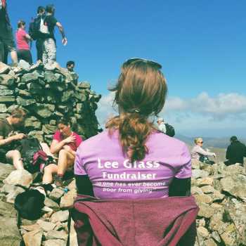 At the summit of Scafell Pike, England's highest mountain