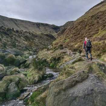 Danny making the ascent up to Kinder Scout on a recent training weekend