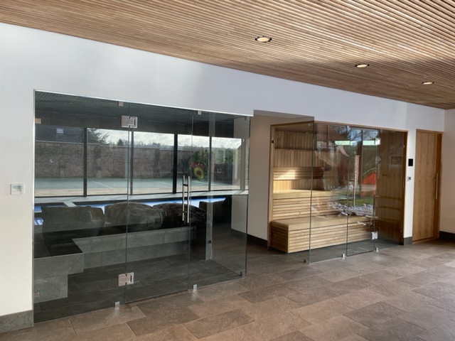 Glass doors for shower and sauna at Nottingham-based spa