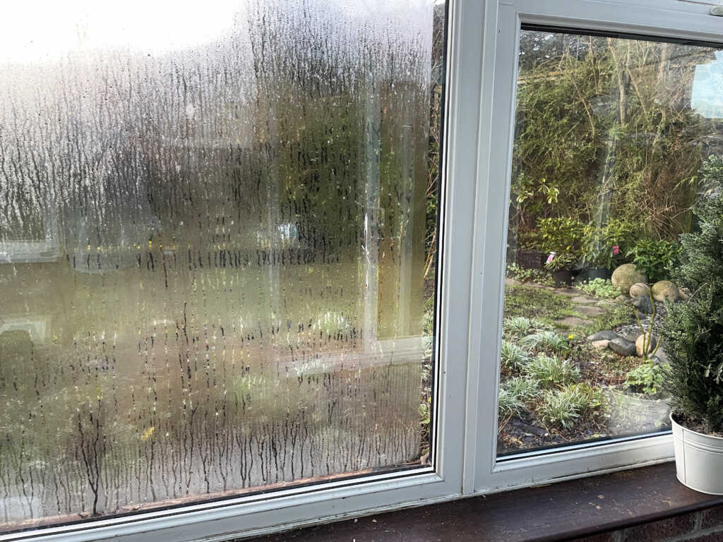 Double-glazed window steamed up